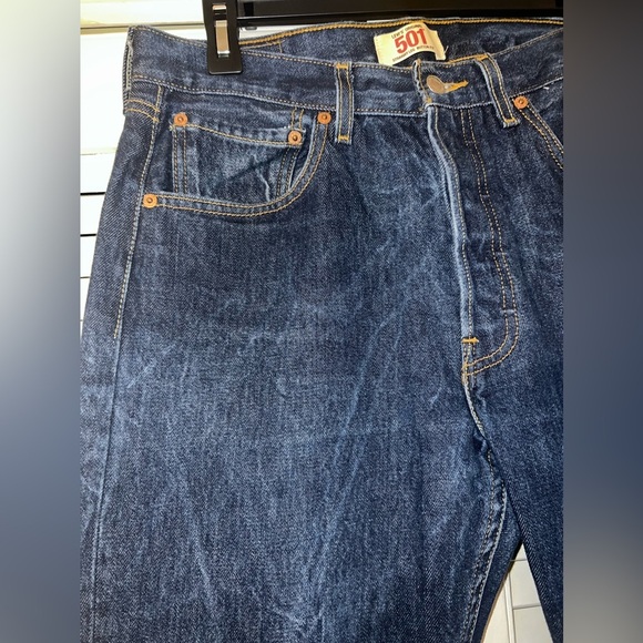 Levi's Original 501 Straight Leg Button Fly Jeans - Dark - Picture 4 of 14